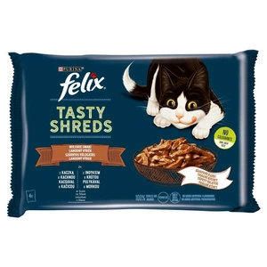 FELIX Tasty Shreds Katzennassfutter mit Ente und Pute in Sauce 4x80g