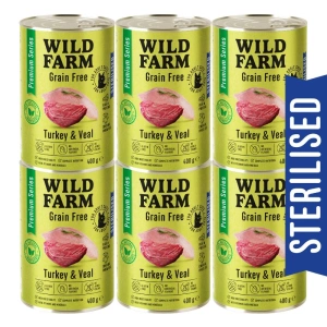 WILD FARM Premium Grain Free Turkey and Veal 6x400g - getreidefreies Futter für sterilisierte Katzen