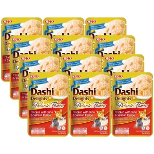 INABA Dashi Delights Delicate Flakes Chicken with Tuna & Salmon Recipe 12x40g