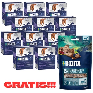 BOZITA Dog: Pute in Gelee 12x370g + BOZITA Meaty Bites Rentier mit Ente Hundeleckerli 70g GRATIS!