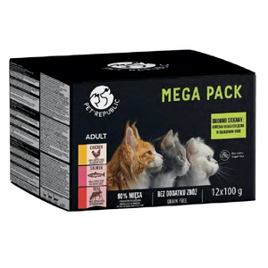 PetRepublic Katzennassfutter Stückchen in feiner Sauce MIX 3 Geschmacksrichtungen 12x100g