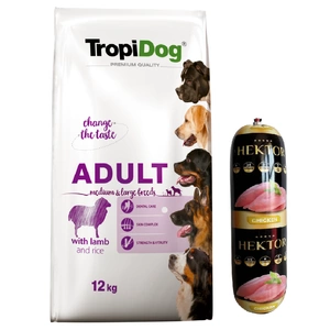TROPIDOG premium adult medium & large breed with lamb & rice + Hektor Geflügelfutter 900g GRATIS