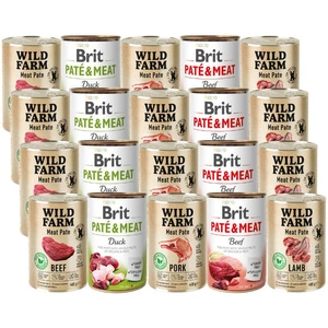 BRIT PATE & MEAT + WILD FARM Pate MIX 20x400g