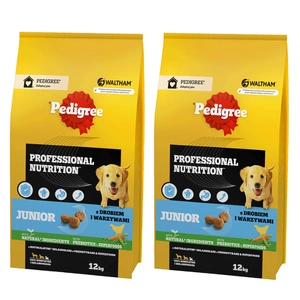 PEDIGREE® Junior Professional Nutrition 2x12 kg mit Geflügel und Gemüse - Trockenvollnahrung für Welpen großer und mittelgroßer Rassen