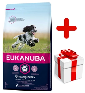 EUKANUBA Growing Puppy/Junior Medium Breed 15kg+Überraschung für den Hund