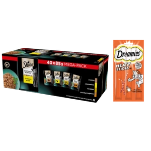 Sheba Nature's Collection Poultry Jelly Flavours - Katzennassfutter 40x85g + DREAMIES 30g GRATIS