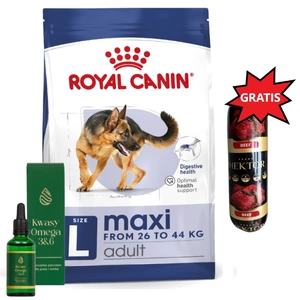 ROYAL CANIN Maxi Adult 15kg Trockenfutter für erwachsene Hunde bis 5 Jahre, große Rassen & LAB-V Omega 3 und 6 + Hektor 900g GRATIS!