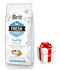 Brit Fresh Fish & Pumpkin Adult Large Muscles & Joints 12kg+Überraschung für den Hund