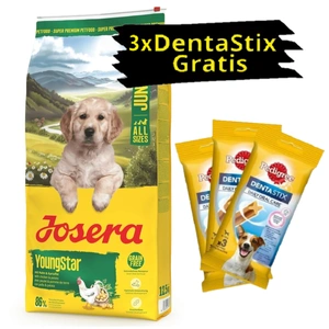JOSERA YoungStar - getreidefrei 12,5 kg + 3x PEDIGREE DentaStix GRATIS!