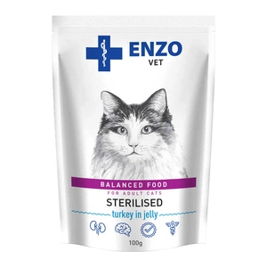 ENZO VET Sterilisiertes Futter für sterilisierte Katzen mit Truthahn in Gelee 100g