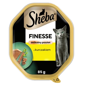 SHEBA Finesse Schale 85 g – Alleinfuttermittel für ausgewachsene Katzen, mit Huhn, in Pastete