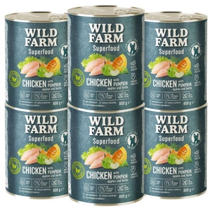 WILD FARM Superfood Huhn (Huhn mit Kürbis, Apfel und Kräutern) 6x800g getreidefreies Hundefutter