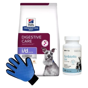 HILL'S PD Prescription Diet Canine i/d Low Fat 12kg & LAB-V Synbiotic Vet 45 Kapseln + Kämm Handschuh GRATIS