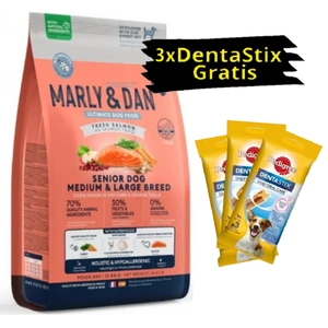 Marly & Dan Senior Dog Medium & Large Breed Frischer Lachs Ganzheitliches & hypoallergenes Trockenfutter 12kg