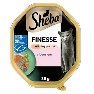 SHEBA Finesse Schale 85 g – Alleinfuttermittel für ausgewachsene Katzen, mit Lachs, in Pastete