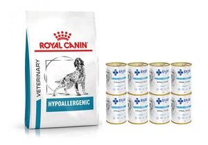ROYAL CANIN Hypoallergenic DR21 14kg + ENZO VET Hypoallergenes Futter mit Pute für Hunde 8x400g