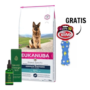 Eukanuba Breed Specific German Shepherd 12kg & Lab-v Omega-3&6-Fettsäuren + Gummiknochen GRATIS!