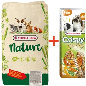 VERSELE-LAGA Cavia Nature 9kg + VERSELE LAGA Knuspersticks Kaninchen-Meerschweinchen Karotte & Petersilie 110g - 2 Karotten- und Petersilienflaschen für Hauskaninchen und Meerschweinchen GRATIS