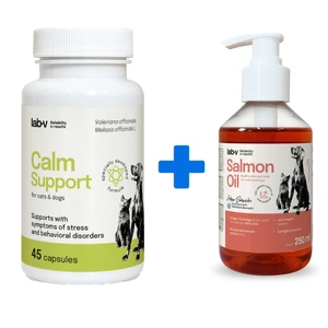 Calm Support – Unterstützung bei Stressanzeichen und Verhaltensstörungen, 45 Kapseln + Lab-v Lachsöl 250ml