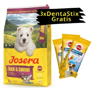 JOSERA Mini Junior Ente & Lachs 10kg + 3x PEDIGREE DentaStix GRATIS!