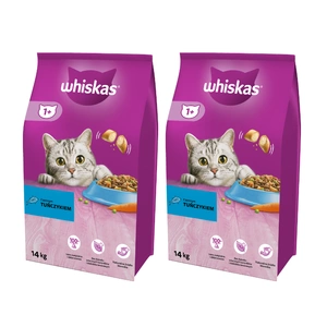 WHISKAS Adult 2x14 kg - Trockenfutter für ausgewachsene Katzen, mit leckerem Thunfisch