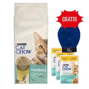 PURINA Cat Chow Special Care Hairball Control 15kg + CAT CHOW Hairball 3x85g
