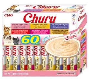 INABA Churu für Katzen - gemischte Geschmacksrichtungen mit Thunfisch 60x14g