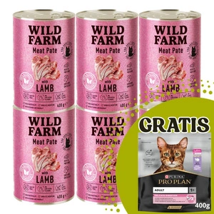 WILD FARM Pate Lamb 6x400 g – glutenfreies Katzenfutter