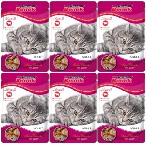 SUPER BENEK Adult Rindfleischbeutel für Katzen 24x100g