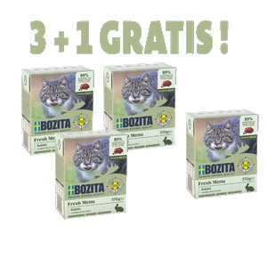 Bozita Feline Häppchen in Soße, Kaninchen 3x370g  + 1x370g GRATIS !!!