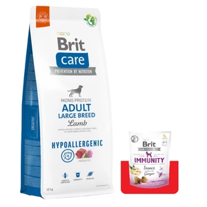 BRIT CARE Dog Hypoallergenic Adult Large Breed Lamb 12kg + Brit Care Snack Immunity 150g