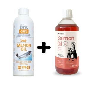 Lab-v Lachsöl – 100 % Lachsöl für Hunde und Katzen 500 ml + Brit Care Lachsöl 500ml