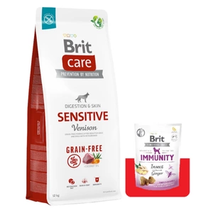 BRIT CARE Grain-free Sensitive Venison 12kg + Brit Care Snack Immunity 150g