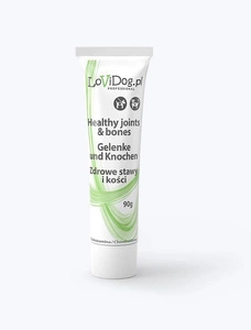 Lovi Dog Gesunde Gelenke und Knochen - Hunde- und Katzenpastete in der Tube, Premium Sahnefleischsnack mit Vitaminen und Omega 3 und gemahlenen Eierschalen 90g