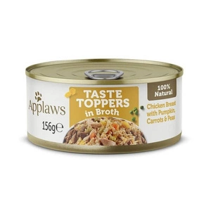 Applaws Geschmack Toppers Natural  Hundenassfutter Huhn mit Kürbis, Karotten und Erbsen in Brühe 156g Dose