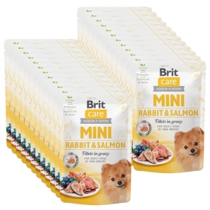 Brit Care Mini Rabbit & Salmon fillets in gravy 24x85g