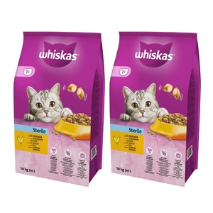 WHISKAS Sterile 2x14 kg - Trockenfutter für ausgewachsene Katzen nach der Kastration, mit leckerem Huhn