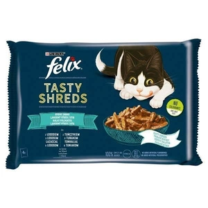 FELIX Tasty Shreds Katzennassfutter mit Lachs und Thunfisch in Sauce 4x80g