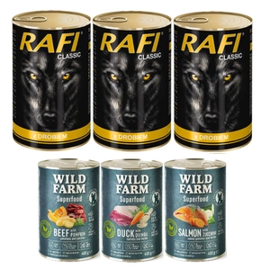 Rafi Classic mit Geflügel in Sauce 3x1240g + Wild Farm Superfood MIX 3x400g