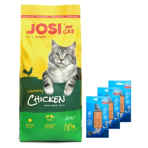 JOSERA JosiCat Knuspriges Huhn 18kg + Love4Pet Lachsfilet 3x30g Lachsfilet