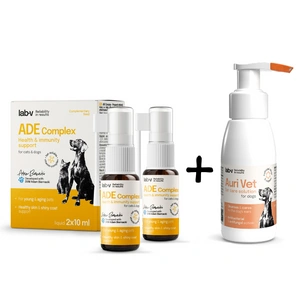 Lab-v ADE Complex – Vitamin-A-, D- und E-Komplex als Spray für Hunde und Katzen + Auri Vet – Ohrpflegepräparat für Hunde 75 ml