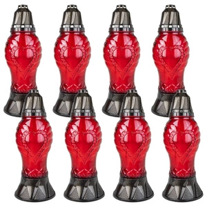 LUKS Grabstein Kerze rot 343KT 30cm 8St