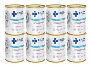 ENZO VET Hypoallergenes Futter mit Kaninchen für Hunde 8x400g