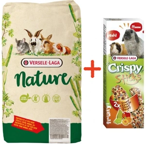 VERSELE-LAGA Cuni Nature 9kg + VERSELE LAGA Knusperstäbchen Kaninchen-Meerschweinchen Obst 110g - 2 Obstflaschen für Kaninchen und Meerschweinchen GRATIS