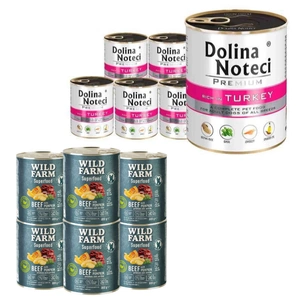 Dolina PRECIUM reich an Putenfleisch 6x800g + WILD FARM Superfood Beef 6x800g