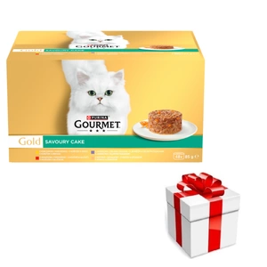 Purina Gourmet Gold Katzenfutter Pikanter Kuchen 48 x 85 g + Überraschung für die Katze