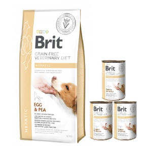 Brit gf Veterinärdiät für Hunde Hepatisch 12kg + BRIT GF Veterinary Diets Dog Hepatic 3x400g