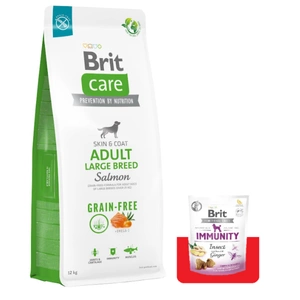 BRIT CARE Dog Grain-free Adult Large Breed Salmon 12kg + Brit Care Snack Immunity 150g