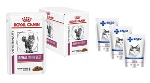 ROYAL CANIN Renal with Beef 12x85g + ENZO VET Renal 3x100g