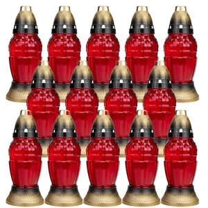 LUKS Grabstein Kerze rot 401K 21cm 14St